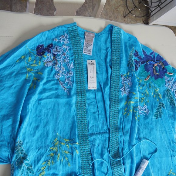 NWT Chico's Embroidered Duster Ruana - Picture 8 of 16